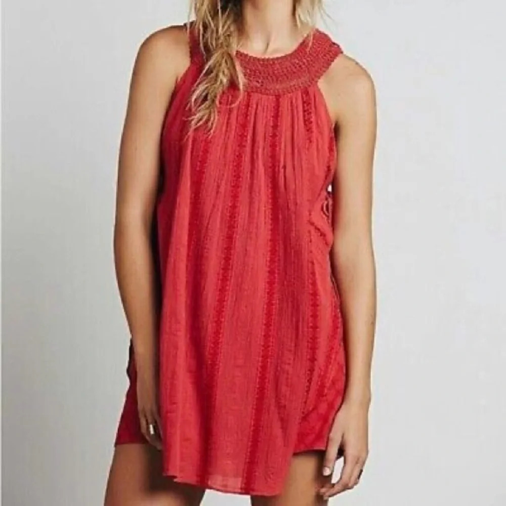 Free People Wondering‎ Star Embroidered Crochet Side-Tie Short Mini Dress/Top